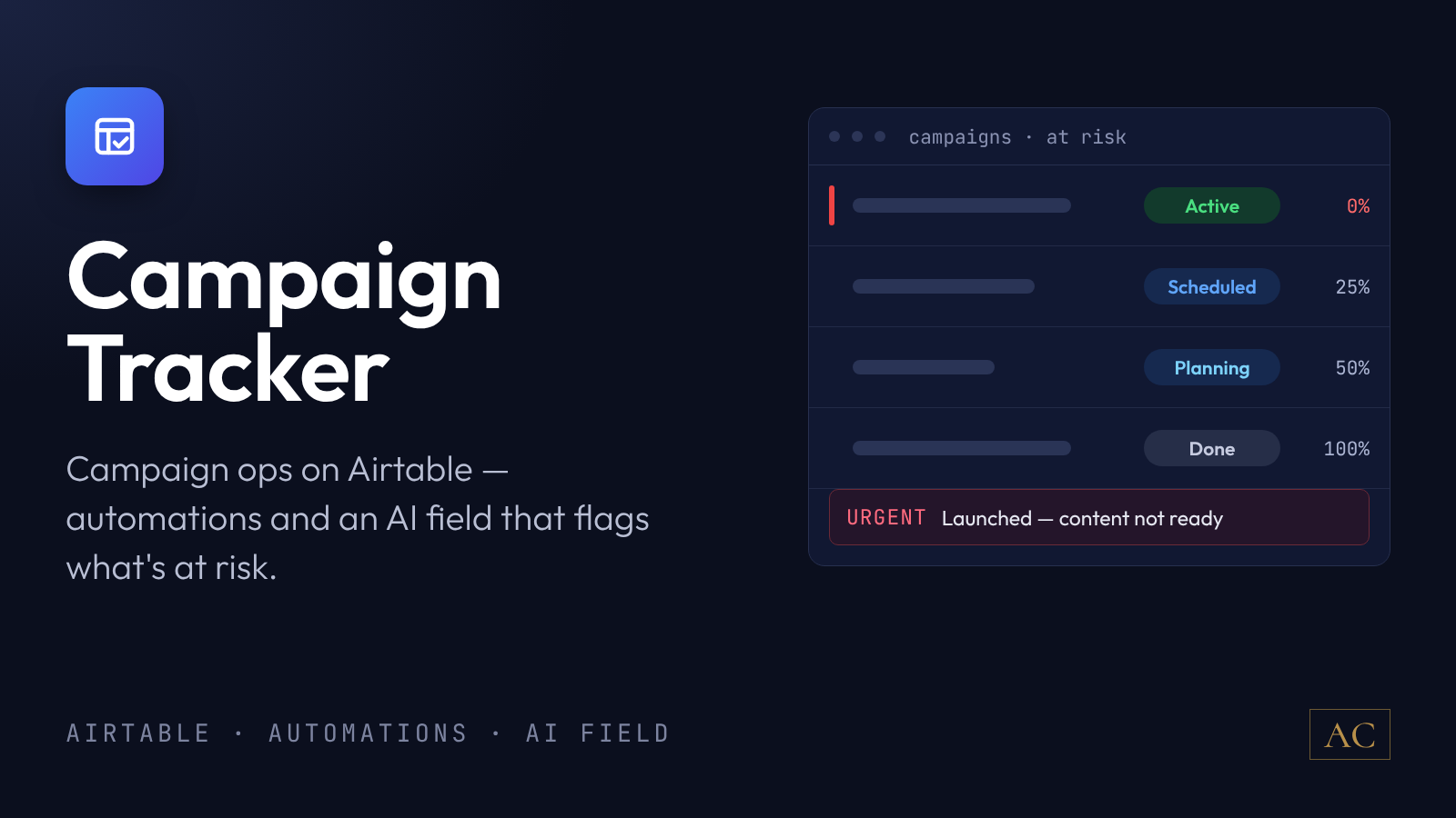Campaign Tracker — campaign ops on Airtable
