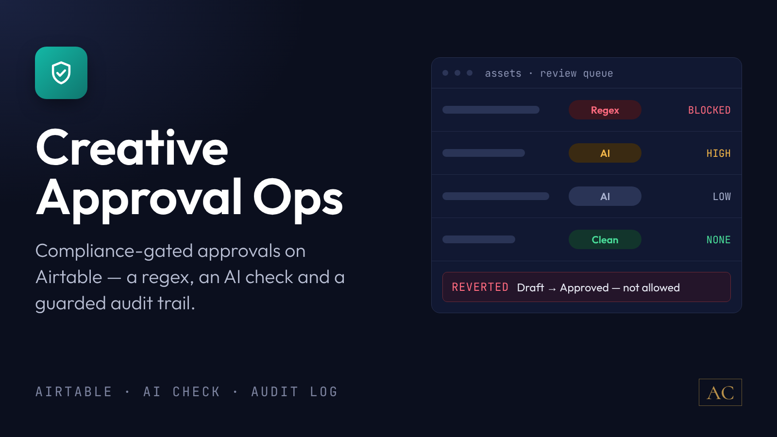 Creative Approval Ops — compliance-gated approvals on Airtable